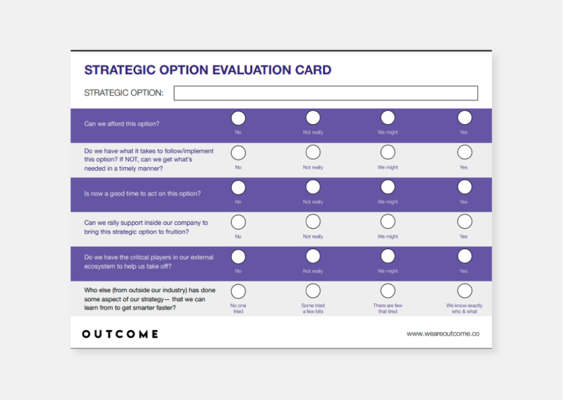 OUTCOMEの提供する戦略オプション評価カード